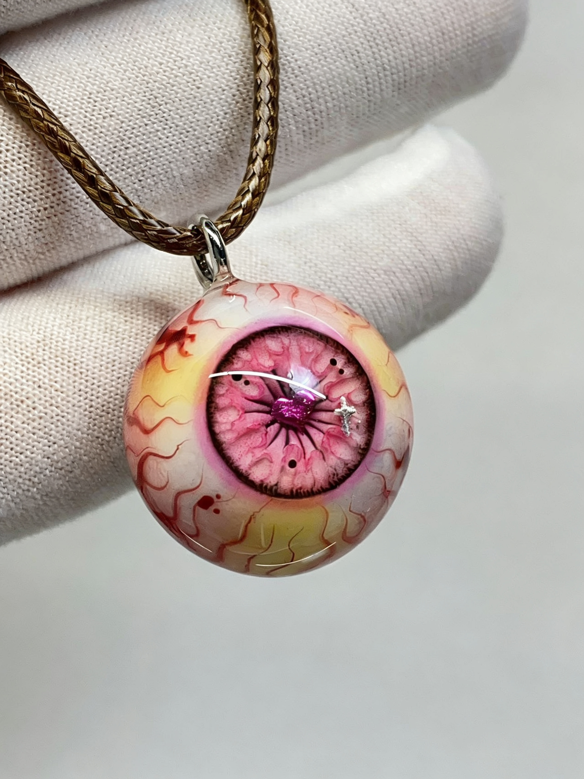 Crimson Pact Glitter Eye Necklace | Handcrafted Dark Fantasy Gothic Accessory（1PCS） - Crux Jewelry product image 4