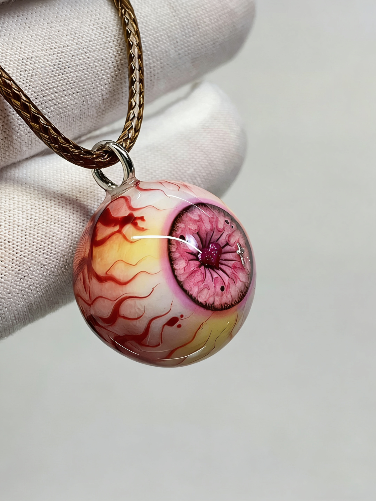 Crimson Pact Glitter Eye Necklace | Handcrafted Dark Fantasy Gothic Accessory（1PCS） - Crux Jewelry product image 5