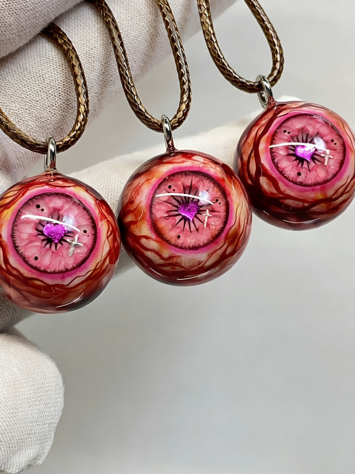 Crimson Pact Glitter Eye Necklace | Handcrafted Dark Fantasy Gothic Accessory（1PCS） - Crux Jewelry product image 1