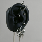 Cyberpunk Spiked Tentacle & Dice Ear Stack Silver Earring Set - ear and cartilage jewelry 5