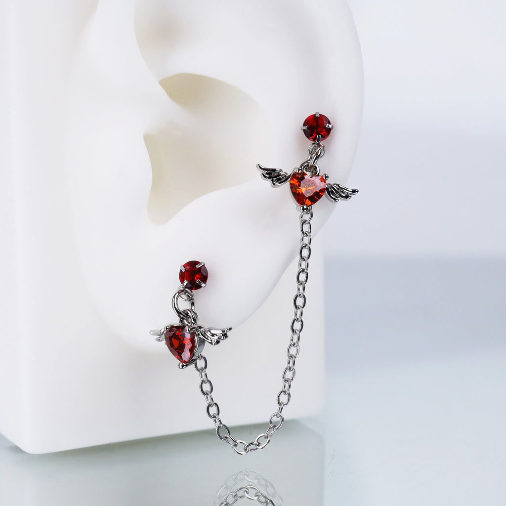 Double CZ Wing Stainless Steel Ear Chain - product image 4