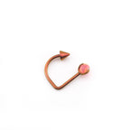 16G Opal Spike Titanium U-Ring | Lip Helix Cartilage Ear Stud - Peach Pink