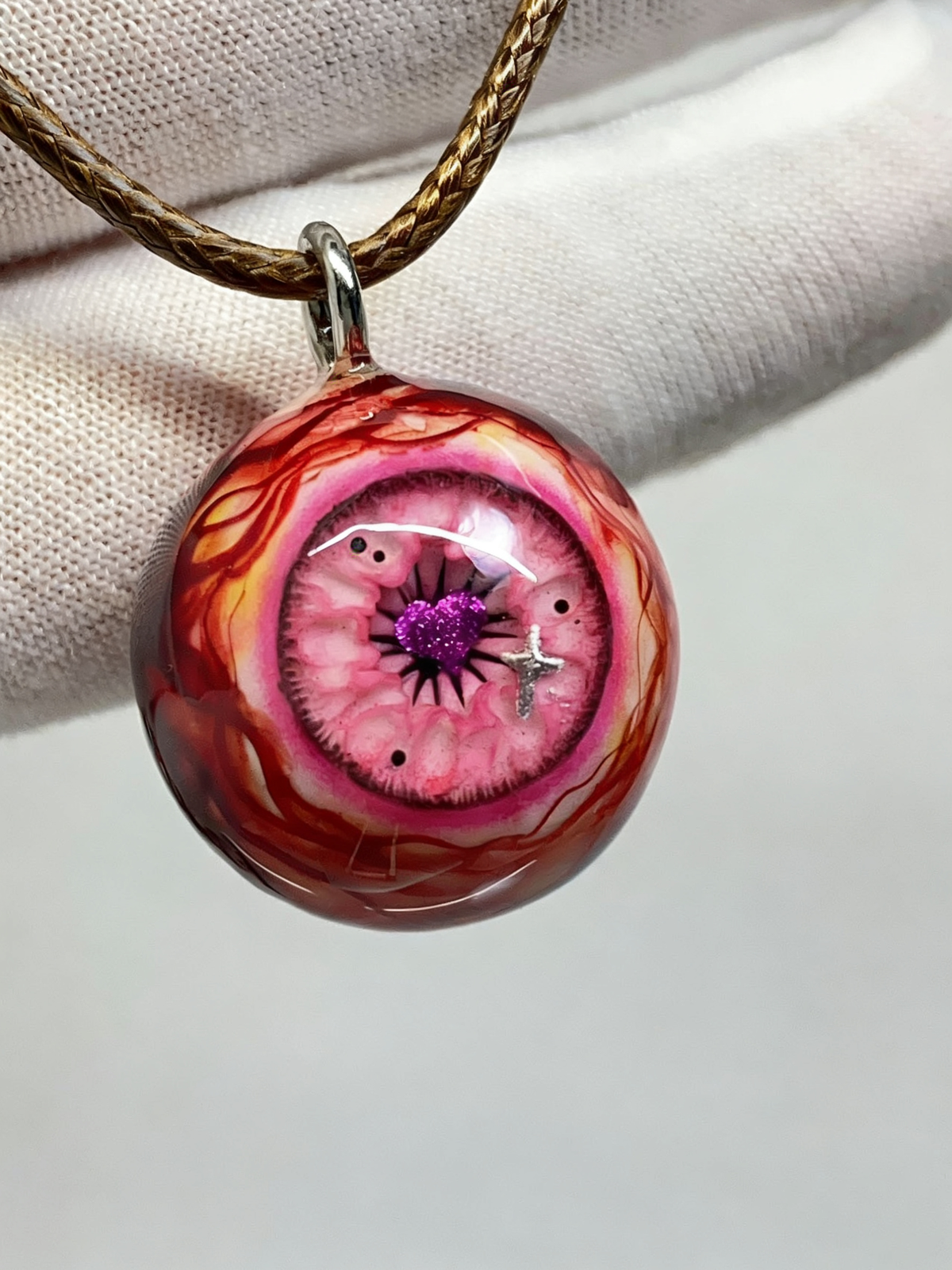 Crimson Pact Glitter Eye Necklace | Handcrafted Dark Fantasy Gothic Accessory（1PCS） - Crux Jewelry product image 2