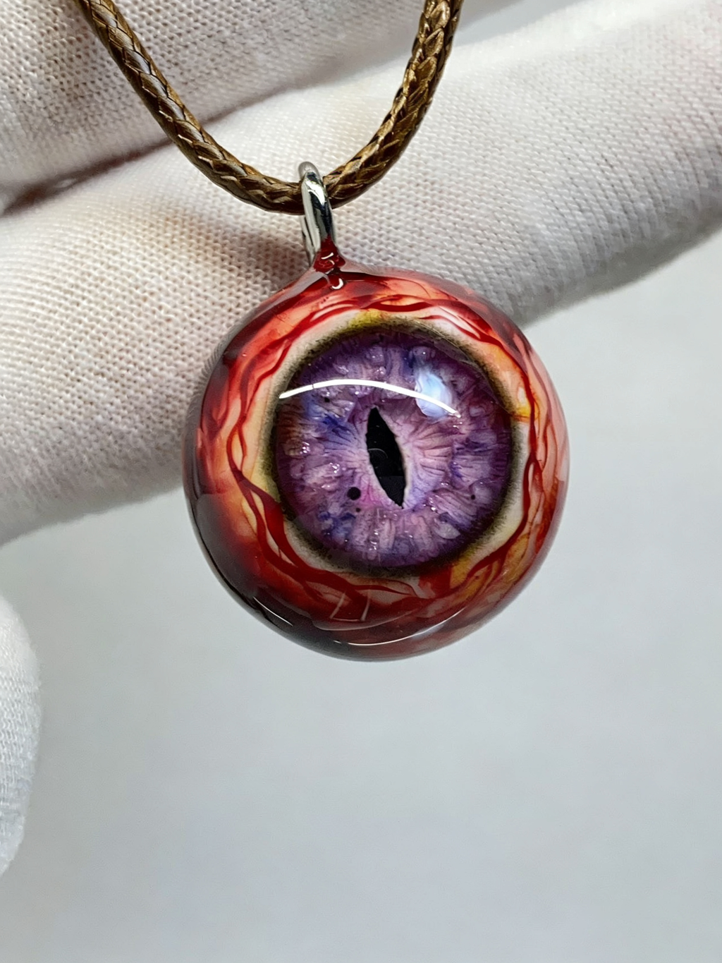 Void Gaze Purple Eyeball Pendant | Handcrafted Gothic Occult Jewelry（1PCS） - Crux Jewelry product image 1