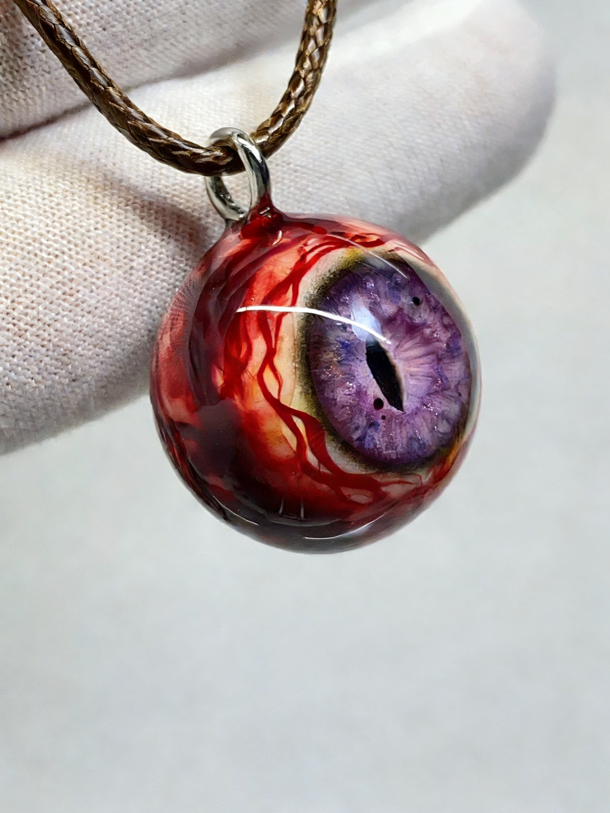Void Gaze Purple Eyeball Pendant | Handcrafted Gothic Occult Jewelry（1PCS） - Crux Jewelry product image 2
