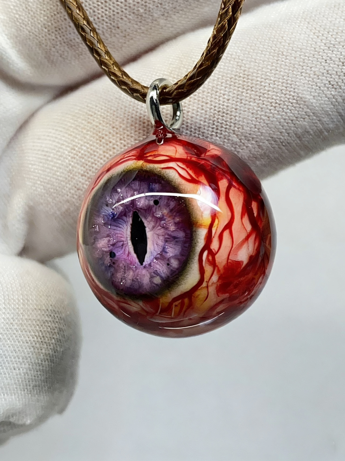 Void Gaze Purple Eyeball Pendant | Handcrafted Gothic Occult Jewelry（1PCS） - Crux Jewelry product image 3