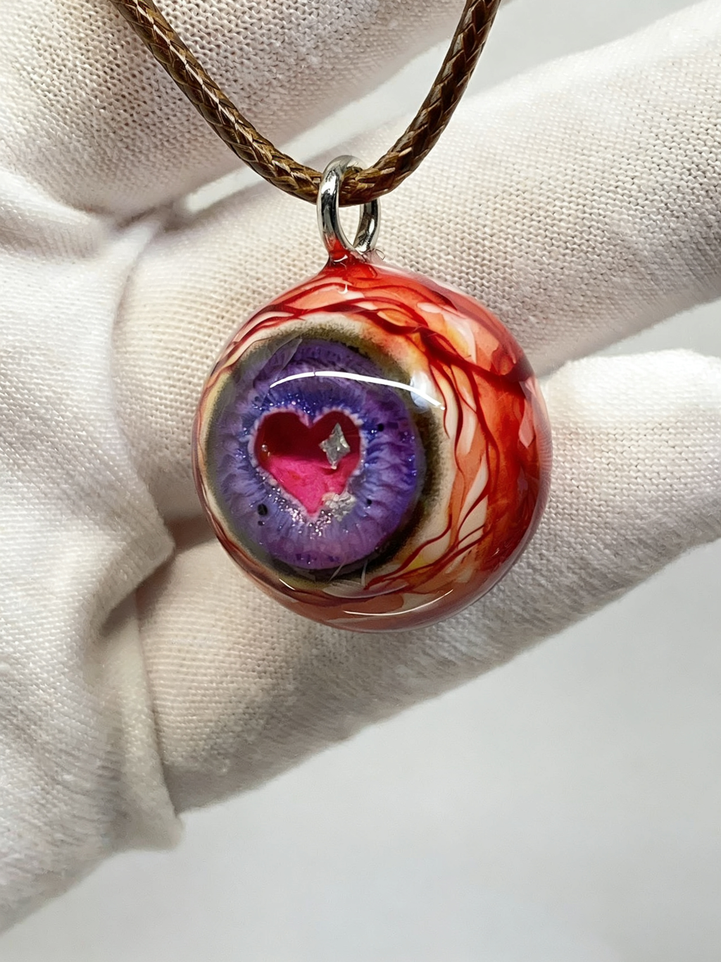 Amethyst Love Heart Eyeball Pendant | Creepy Cute Gothic Handmade Jewelry（1PCS） - Crux Jewelry product image 3