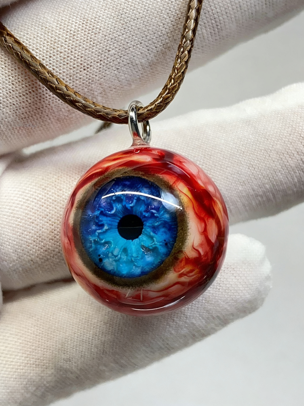 Abyssal Sapphire Eyeball Pendant | Handcrafted Gothic Ocean Jewelry（1PCS） - Crux Jewelry product image 1