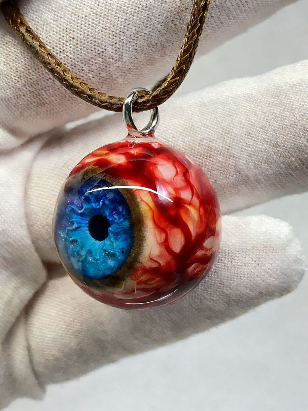 Abyssal Sapphire Eyeball Pendant | Handcrafted Gothic Ocean Jewelry（1PCS） - Crux Jewelry product image 2
