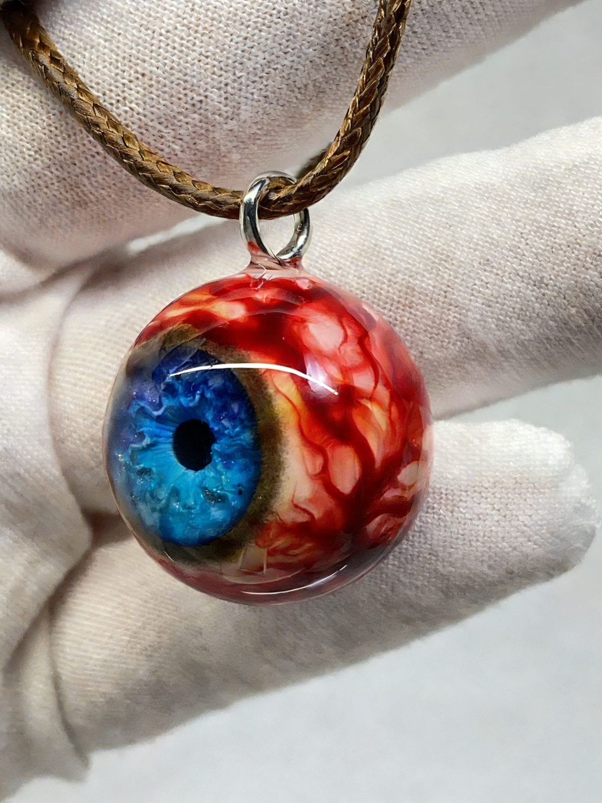 Abyssal Sapphire Eyeball Pendant | Handcrafted Gothic Ocean Jewelry（1PCS） - Crux Jewelry product image 2