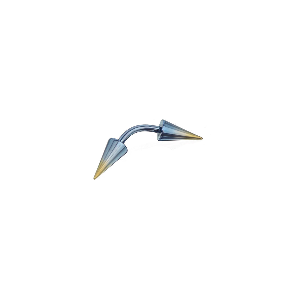 ASTM F-136 Titanium Gradient Oversized Spike Piercing | Edgy Punk Eyebrow Ring & Cartilage Stud - Blue-Yellow Gradient
