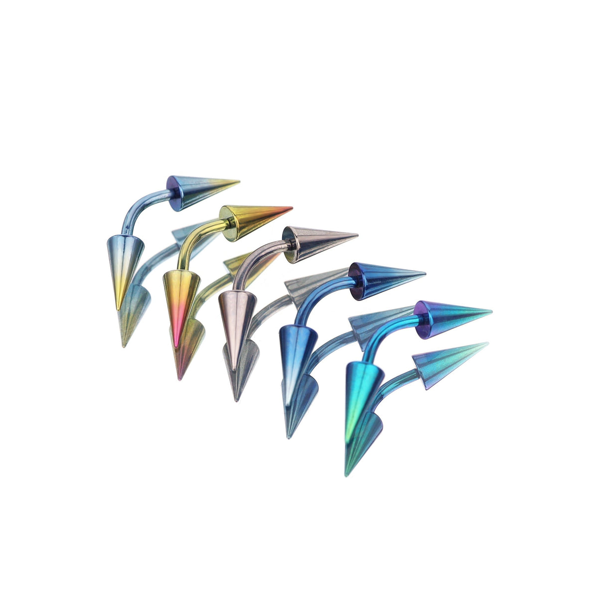 ASTM F-136 Titanium Gradient Oversized Spike Piercing | Edgy Punk Eyebrow Ring & Cartilage Stud - product overview