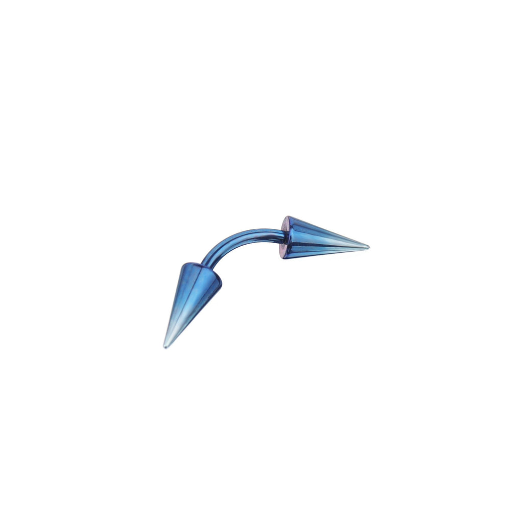 ASTM F-136 Titanium Gradient Oversized Spike Piercing | Edgy Punk Eyebrow Ring & Cartilage Stud - Blue-White Gradient