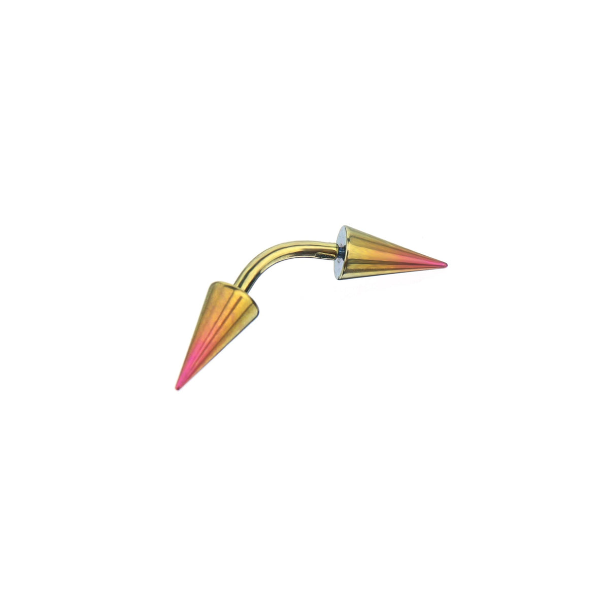 ASTM F-136 Titanium Gradient Oversized Spike Piercing | Edgy Punk Eyebrow Ring & Cartilage Stud - Pink-Yellow Gradient
