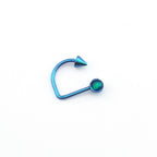 16G Opal Spike Titanium U-Ring | Lip Helix Cartilage Ear Stud - Blue