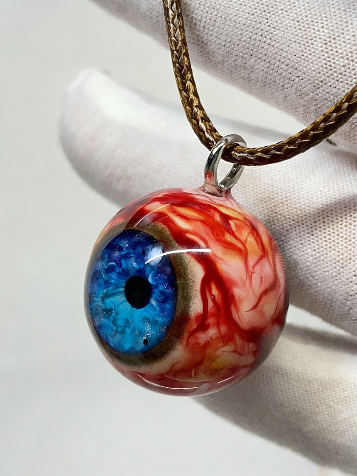 Abyssal Sapphire Eyeball Pendant | Handcrafted Gothic Ocean Jewelry（1PCS） - Crux Jewelry product image 3