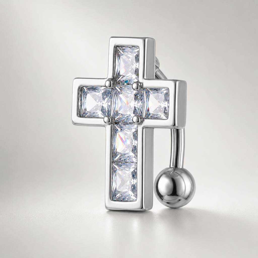 Cross CZ Titanium Hinged Ring