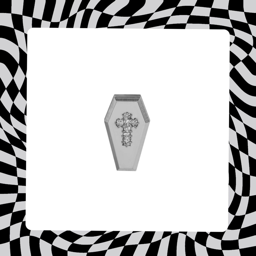Hallowmas - Mischief Coffin Cross with Zirconia Gemstone - product overview