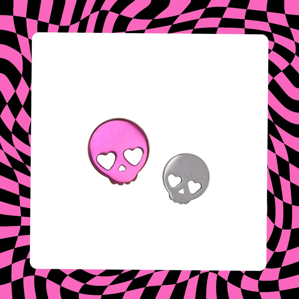 Hallowmas - Sweetheart Skeleton Titanium Ear Studs - product overview