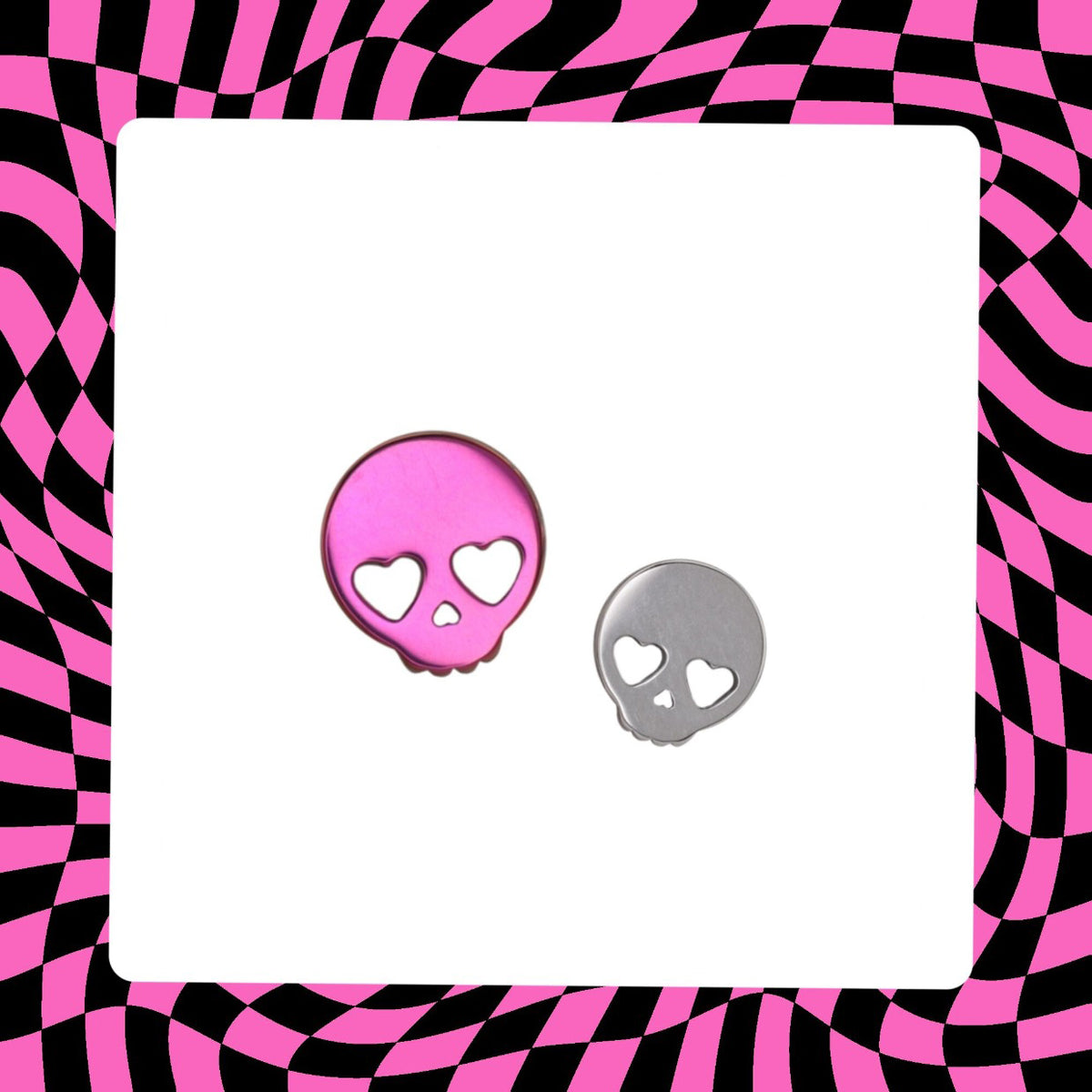 Hallowmas - Sweetheart Skeleton Titanium Ear Studs - product overview