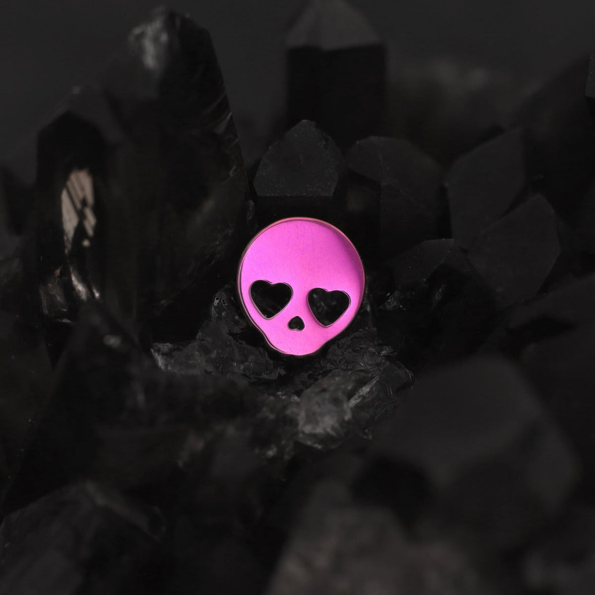 Hallowmas - Sweetheart Skeleton Titanium Ear Studs - Pink