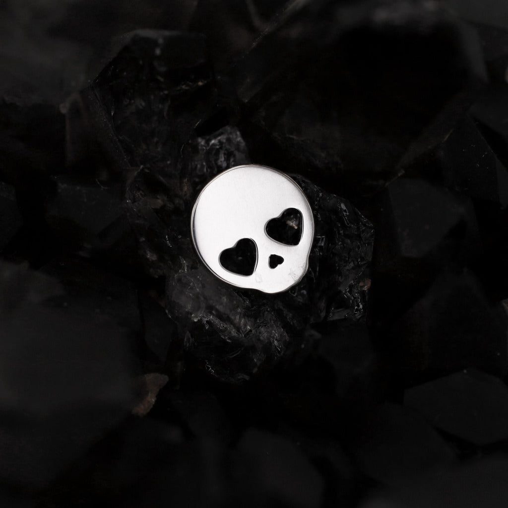 Hallowmas - Sweetheart Skeleton Titanium Ear Studs - Pink