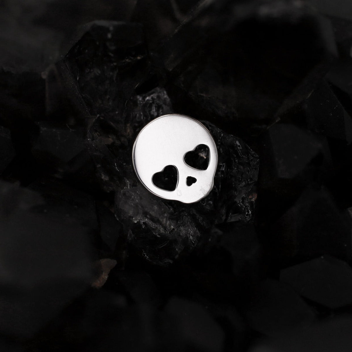 Hallowmas - Sweetheart Skeleton Titanium Ear Studs - Pink