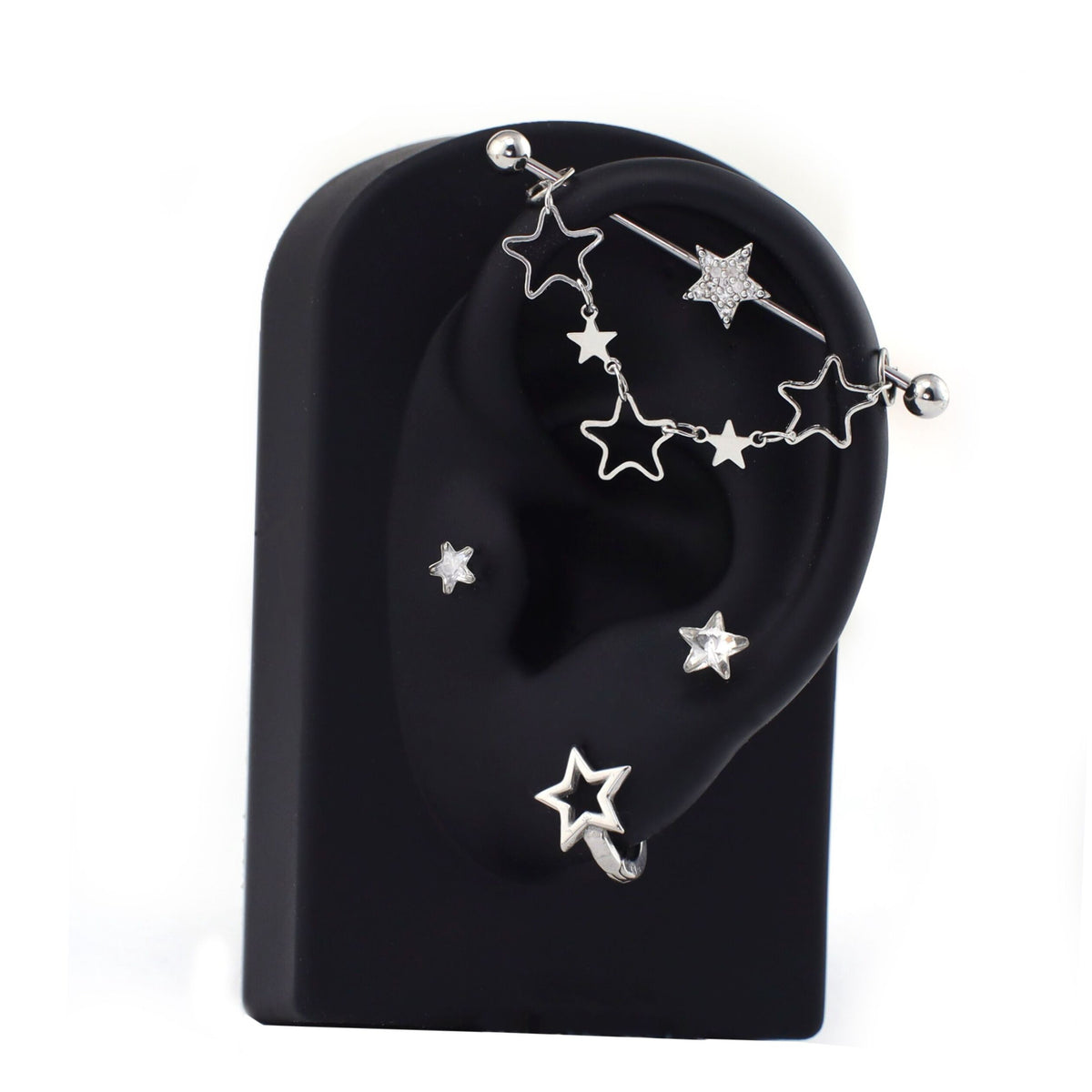 Openwork Pentagram Y2K Ear Chain - product overview
