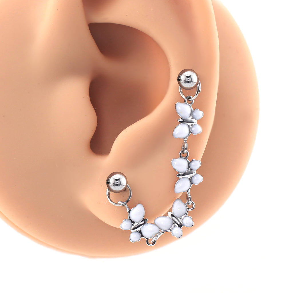 White CZ Butterfly Ear Chain - product image 3