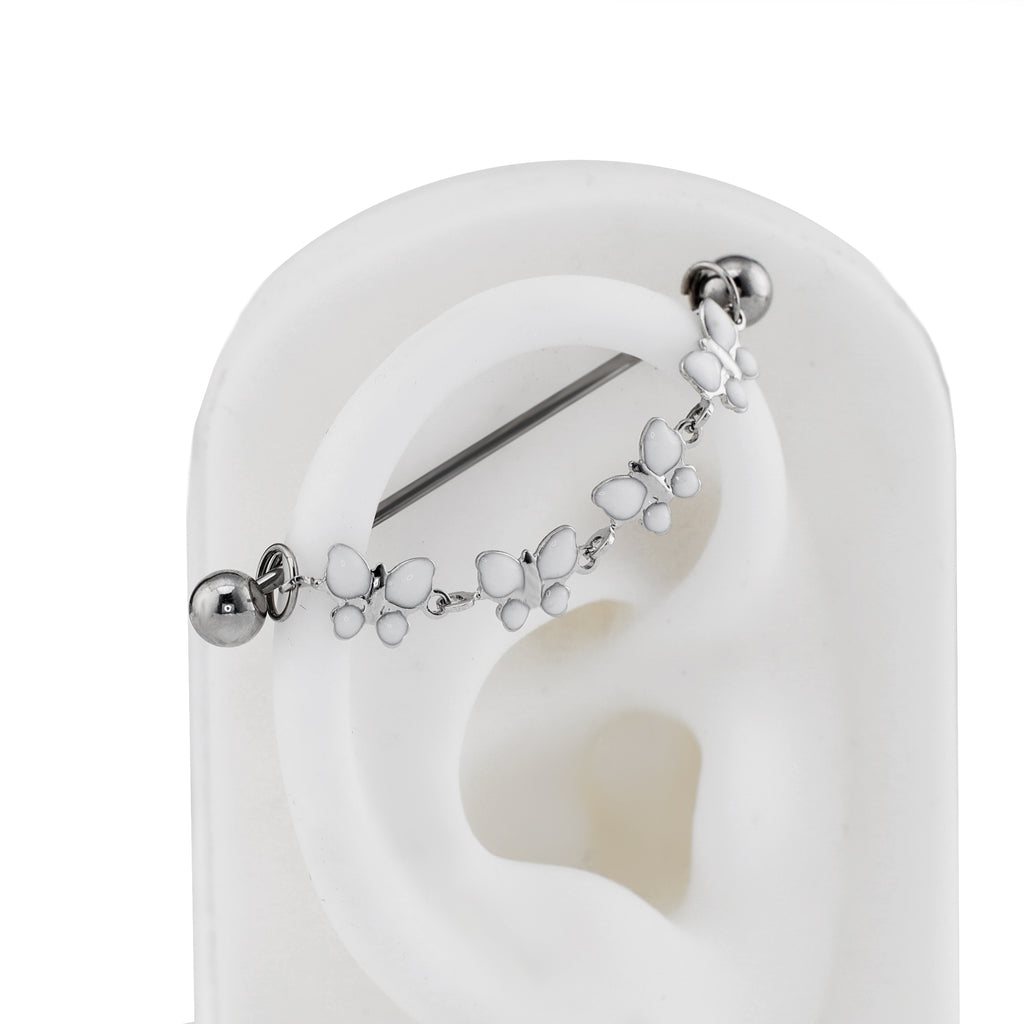 White CZ Butterfly Ear Chain - product overview
