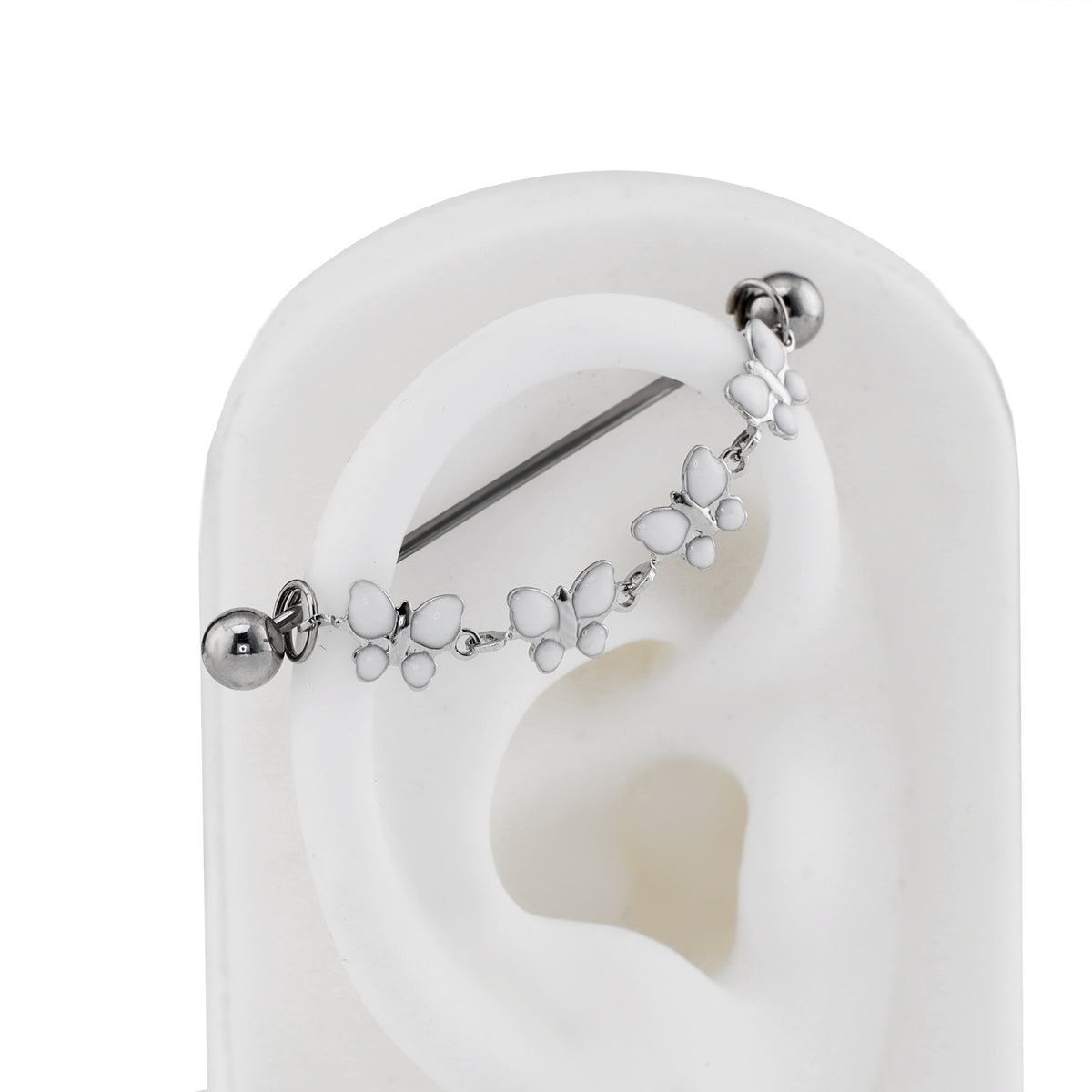 White CZ Butterfly Ear Chain - product overview