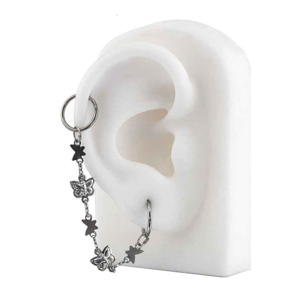 3D Silver Butterfly Ear Chain - product image 2
