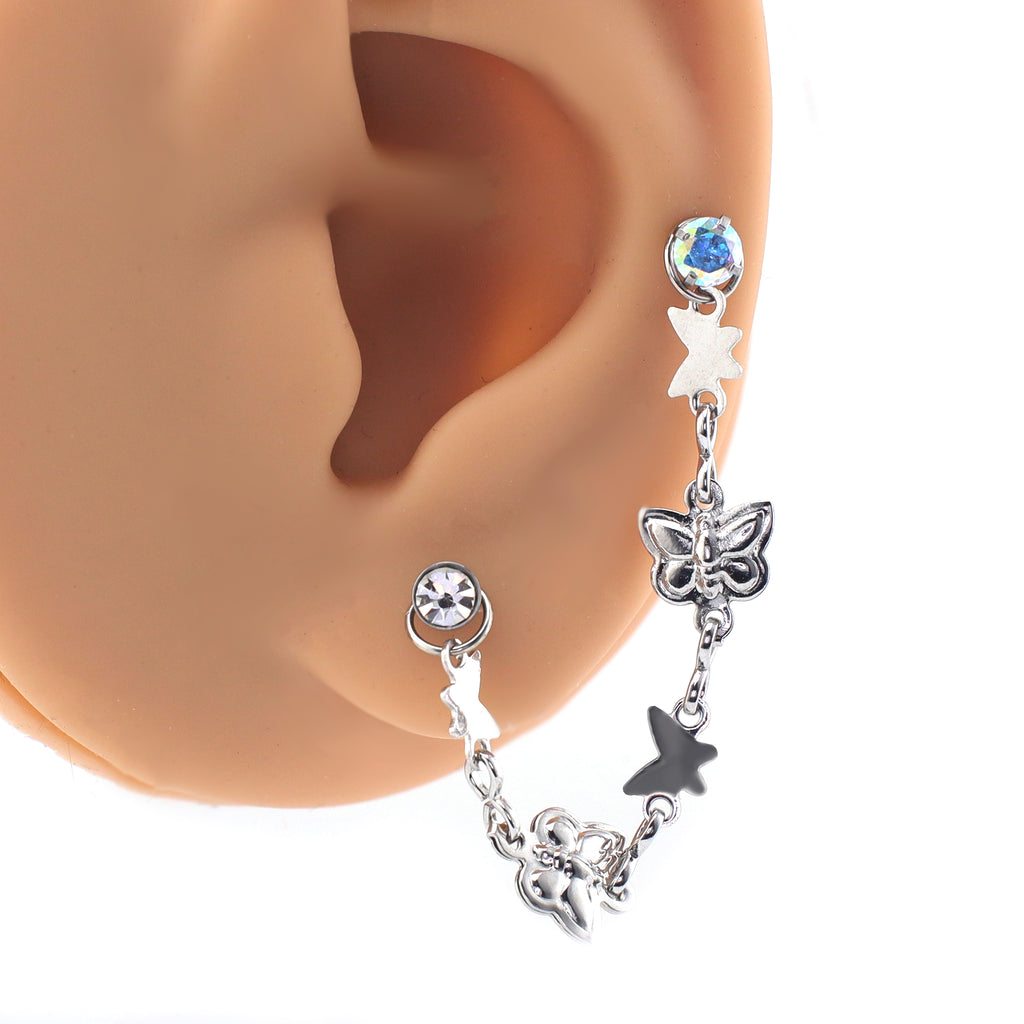 3D Silver Butterfly Ear Chain - product image 3