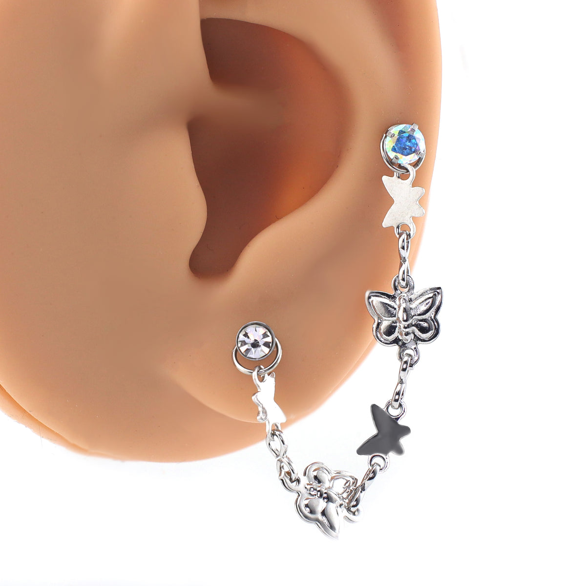 3D Silver Butterfly Ear Chain - product image 3