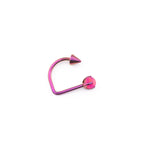 16G Opal Spike Titanium U-Ring | Lip Helix Cartilage Ear Stud - Neon Pink