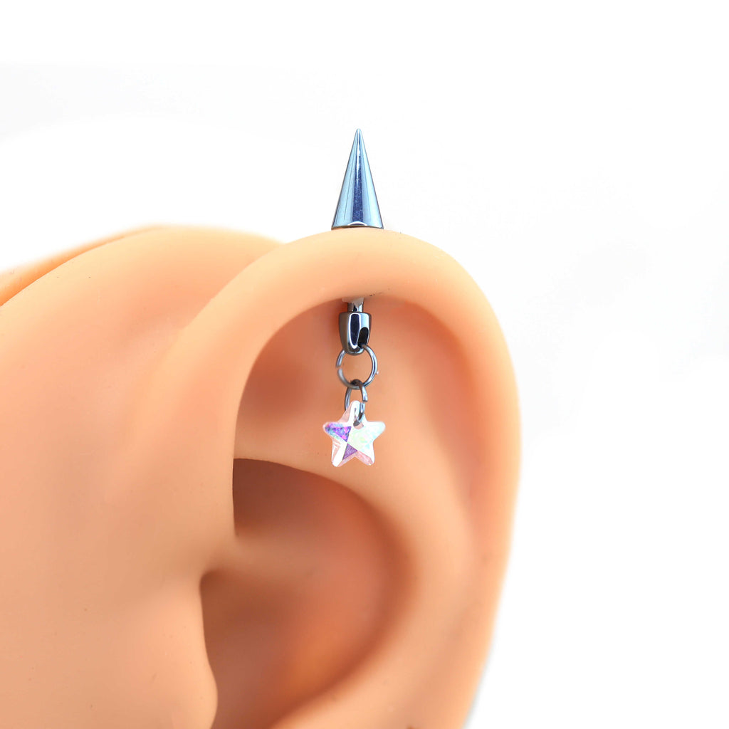 Spike & CZ Rocket Titanium Helix/Lip Studs - Spike & CZ Rocket Titanium Helix