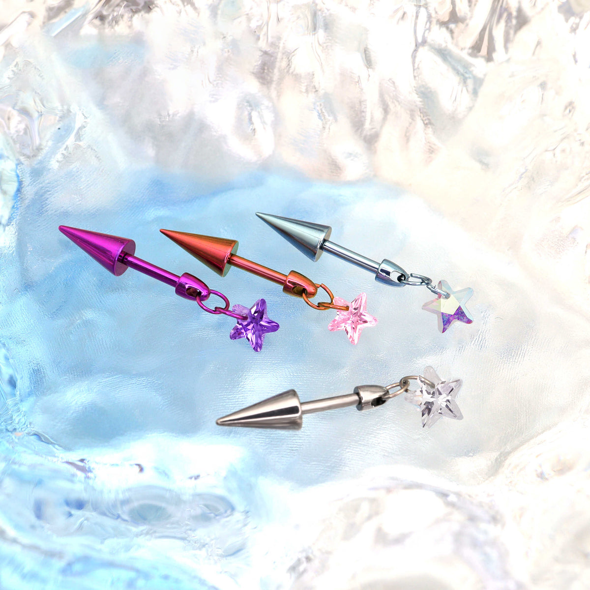 Spike & CZ Rocket Titanium Helix/Lip Studs - product overview
