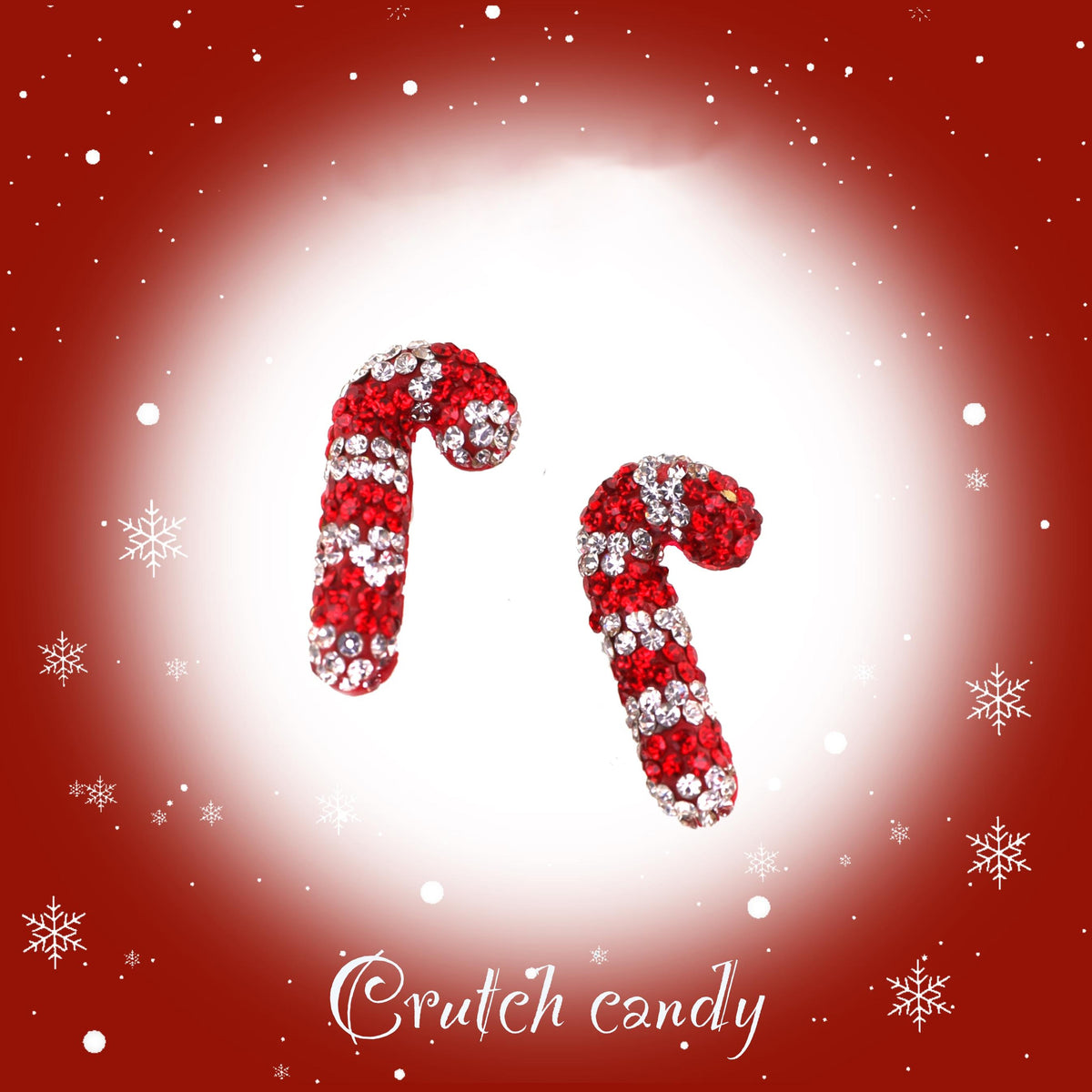 Christmas - Large Candy Cane Stainless Steel Ear Studs - product overview