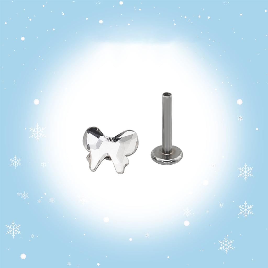 Christmas - Bow Internally Threaded Stainless Steel Ear Studs - product overview