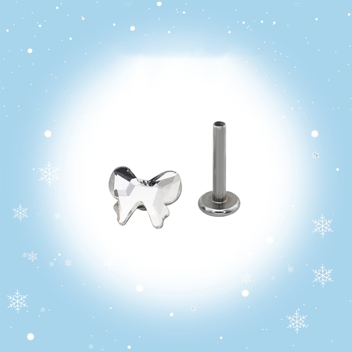Christmas - Bow Internally Threaded Stainless Steel Ear Studs - product overview