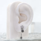 Christmas - PAIR OF Snowflake Pentagram Dangle Stainless Steel Ear Studs - product image 2