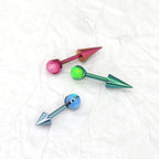Opal Demon Spike Internally Threaded Titanium Cartilage Studs - Pink