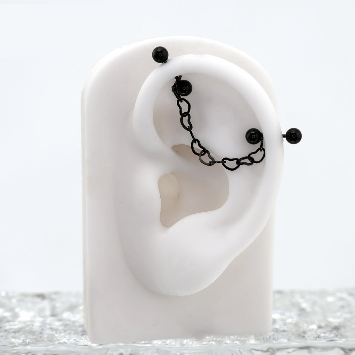 Black Heart Chain Stainless Steel Ear Chain - product overview