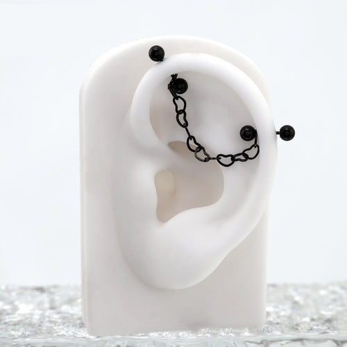 Black Heart Chain Stainless Steel Ear Chain - product overview