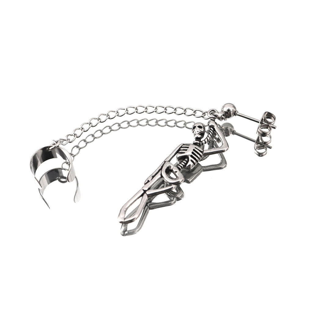 Openwork Skull Chain Dangle Stainless Steel Earrings - product image 4
