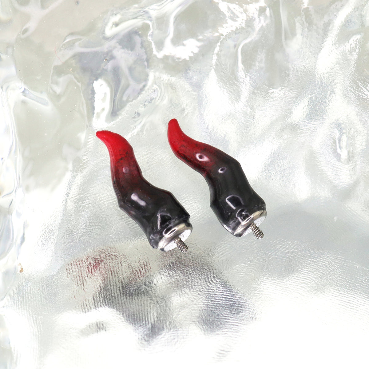 CRUX - Black & Red Satan Demon Titanium Helix Studs - product image 7