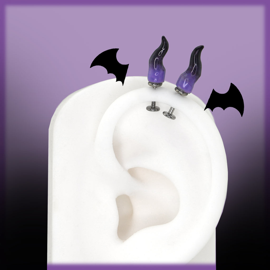 CRUX - Purple Satan Demon Titanium Helix Studs - product overview