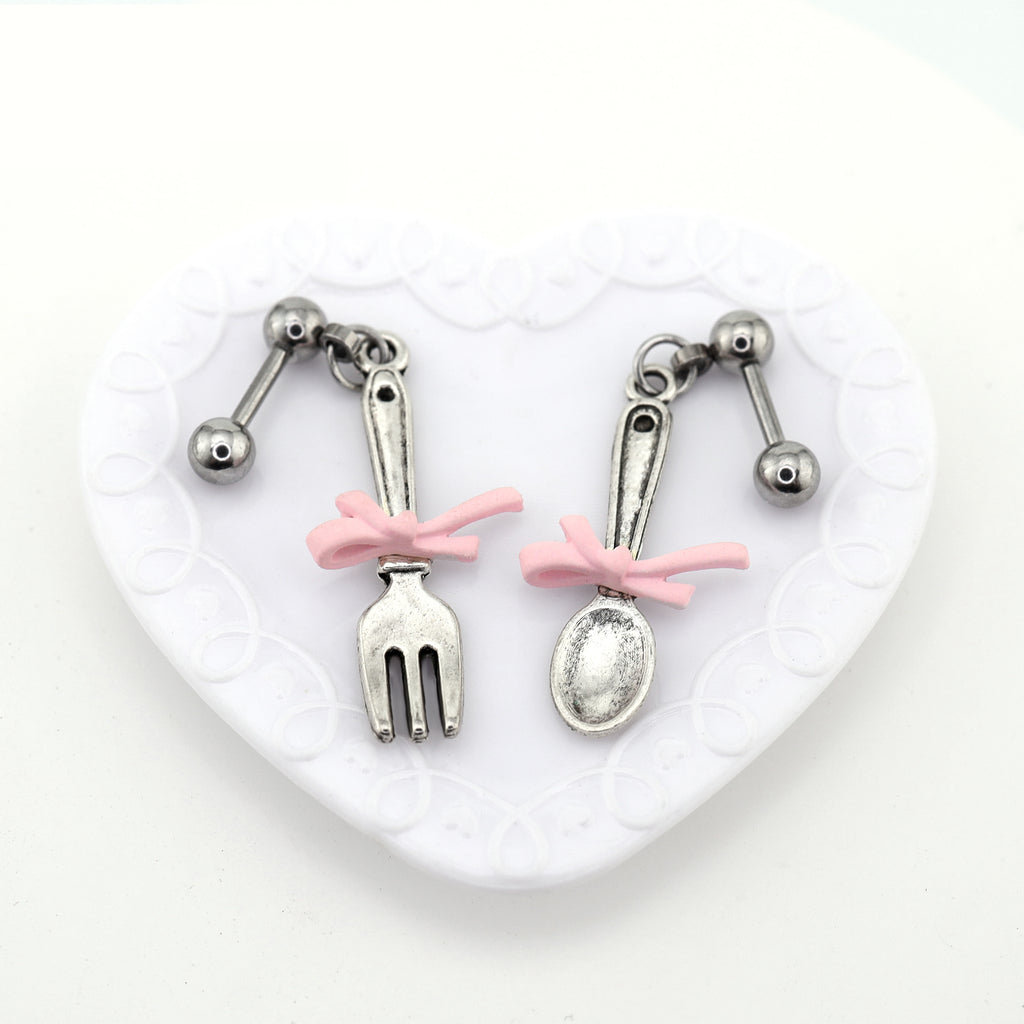 Star Baker - Cute Spoon & Fork Stainless Steel Earring - Spoon
