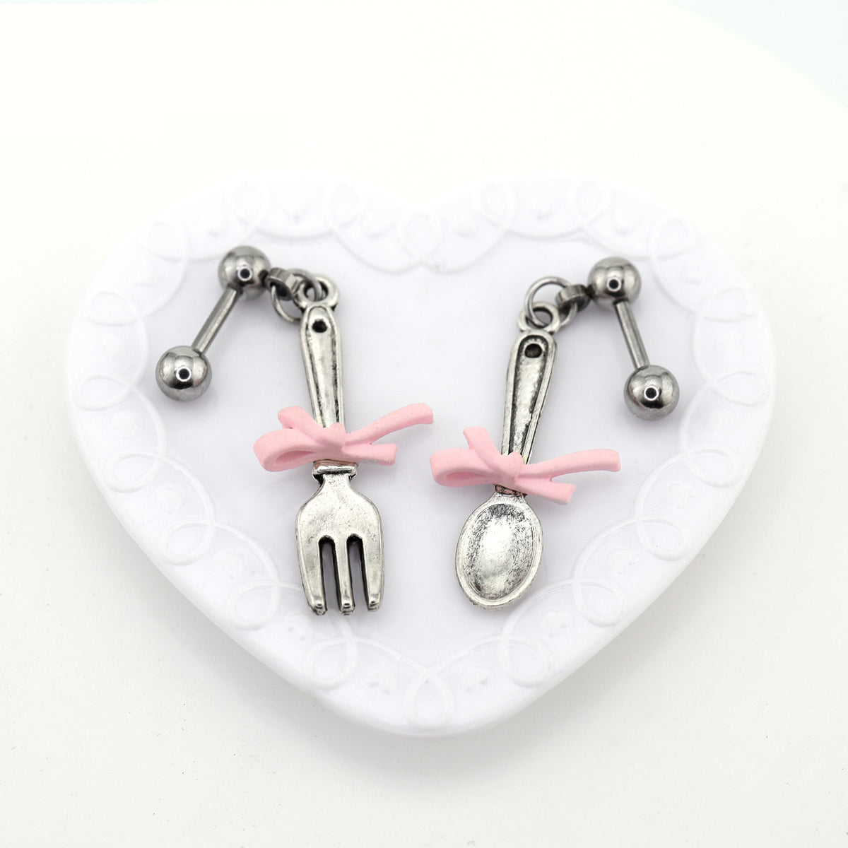 Star Baker - Cute Spoon & Fork Stainless Steel Earring - Spoon