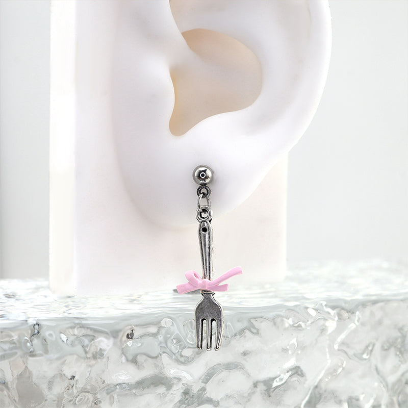Star Baker - Cute Spoon & Fork Stainless Steel Earring - Fork